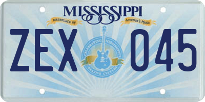 MS license plate ZEX045