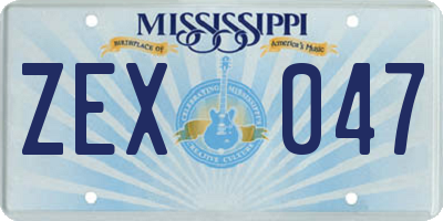 MS license plate ZEX047
