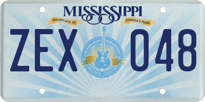 MS license plate ZEX048