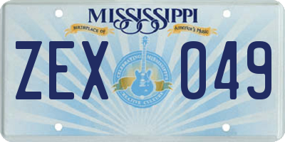 MS license plate ZEX049