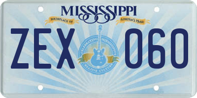 MS license plate ZEX060