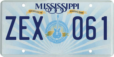 MS license plate ZEX061