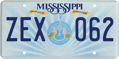 MS license plate ZEX062