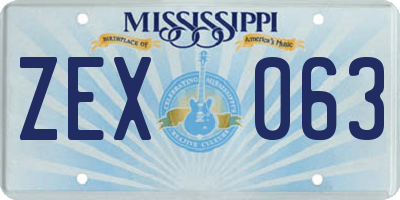 MS license plate ZEX063