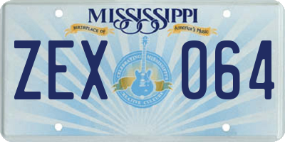 MS license plate ZEX064