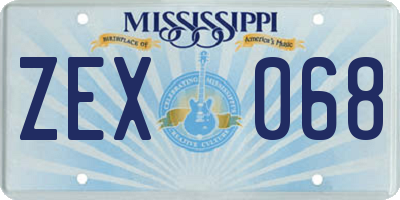 MS license plate ZEX068