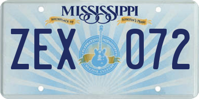MS license plate ZEX072