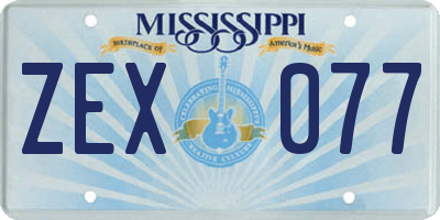 MS license plate ZEX077