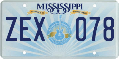 MS license plate ZEX078