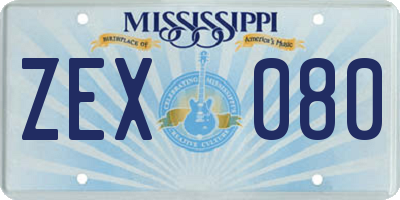 MS license plate ZEX080