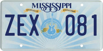 MS license plate ZEX081