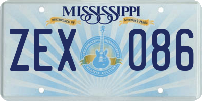 MS license plate ZEX086