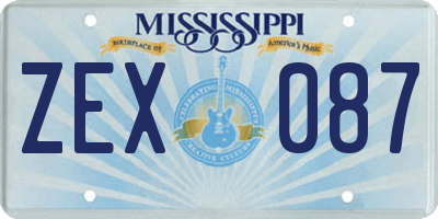 MS license plate ZEX087