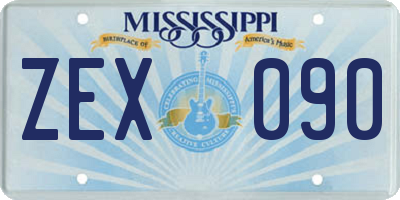 MS license plate ZEX090