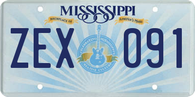 MS license plate ZEX091
