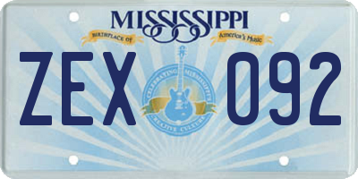 MS license plate ZEX092