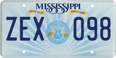 MS license plate ZEX098