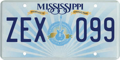 MS license plate ZEX099