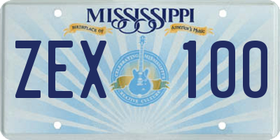 MS license plate ZEX100