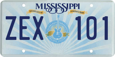 MS license plate ZEX101