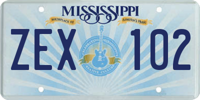 MS license plate ZEX102