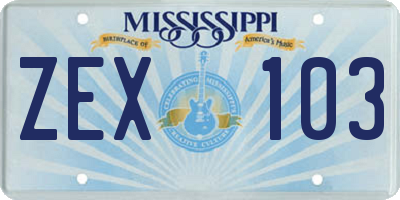 MS license plate ZEX103