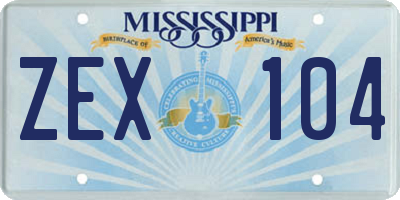 MS license plate ZEX104