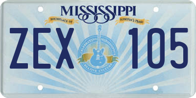 MS license plate ZEX105