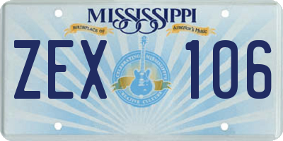 MS license plate ZEX106