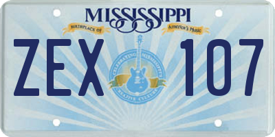 MS license plate ZEX107