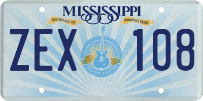 MS license plate ZEX108