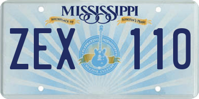 MS license plate ZEX110
