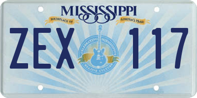MS license plate ZEX117