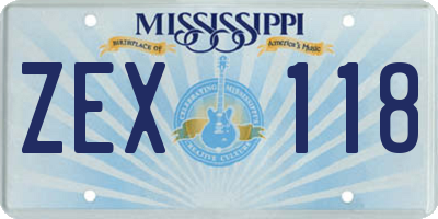 MS license plate ZEX118