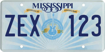 MS license plate ZEX123