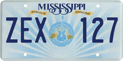 MS license plate ZEX127
