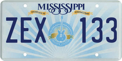 MS license plate ZEX133