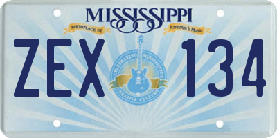MS license plate ZEX134