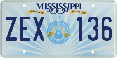 MS license plate ZEX136