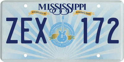 MS license plate ZEX172