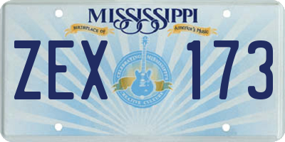 MS license plate ZEX173
