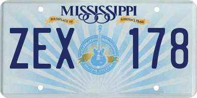 MS license plate ZEX178
