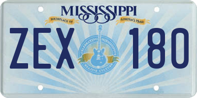 MS license plate ZEX180
