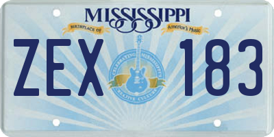 MS license plate ZEX183