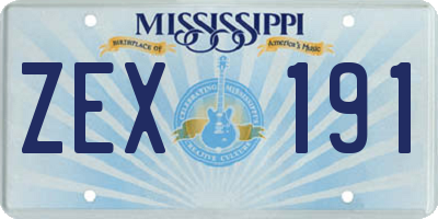 MS license plate ZEX191