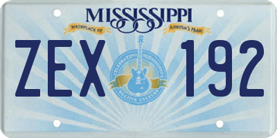 MS license plate ZEX192