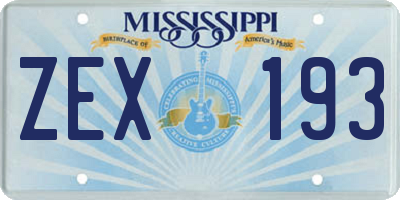 MS license plate ZEX193