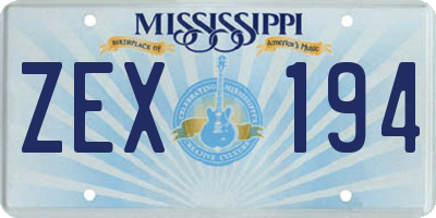 MS license plate ZEX194