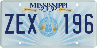MS license plate ZEX196