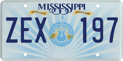 MS license plate ZEX197